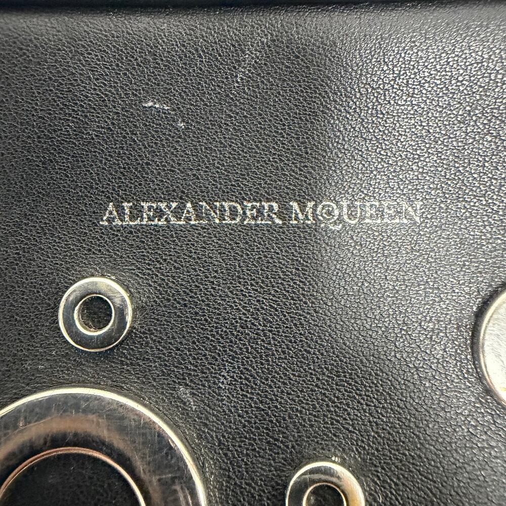 Alexander McQueen Eyelet Black Leather Camera Crossbody Strap Bag Purse - Picture 3 of 14